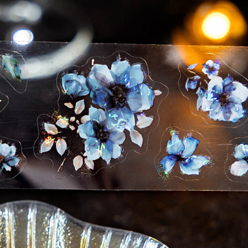 Mr Paper 3rolls Flower Series Ice Crystal PET White Ink Tape Handbook DIY Collage Photo Frame Journal Notebook Phone Case Card