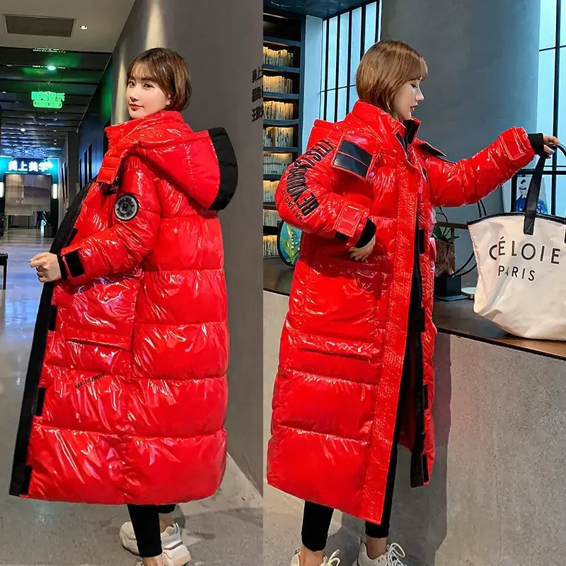 2025 Winter Outwear New Warm Overcoat Embroidered Down Cotton-Padded Coat Women Mid-Length Overwear Hooded ParkasThick Jacket