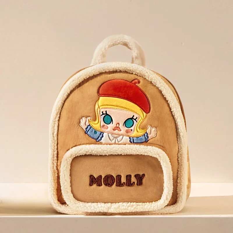 Popmart Bag Classic Series Molly Suede Backpack Plush Bag Trend Fashion Peripheral Original Cute Anime Figure Ornaments