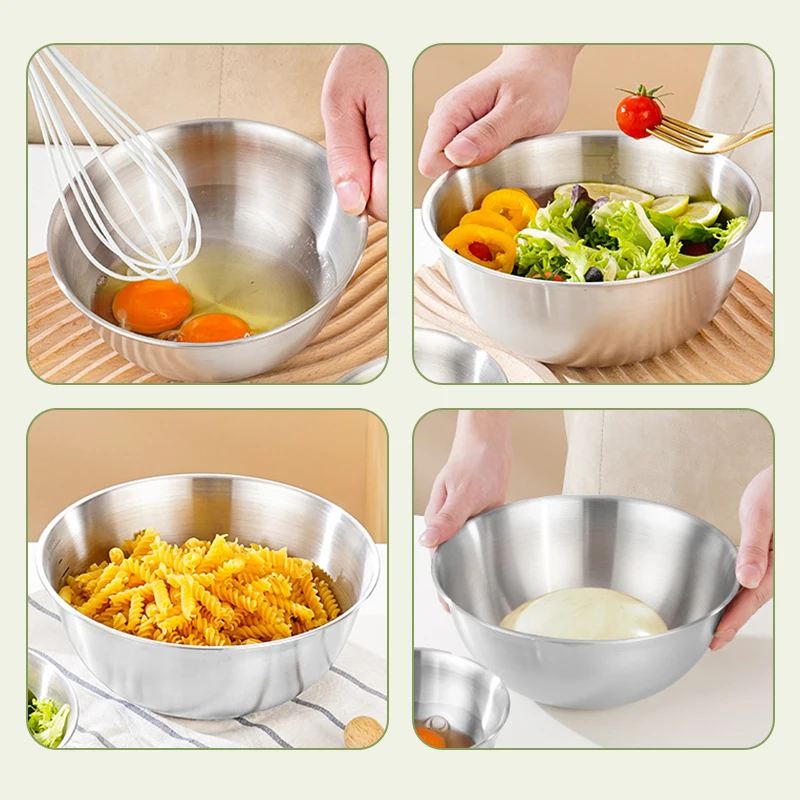 

304 Stainless Steel Salad Bowl Whisk Bowl with Scale Baking and Pasta Bowl Golden Bowl Cooking Bowl Mixing Bowl