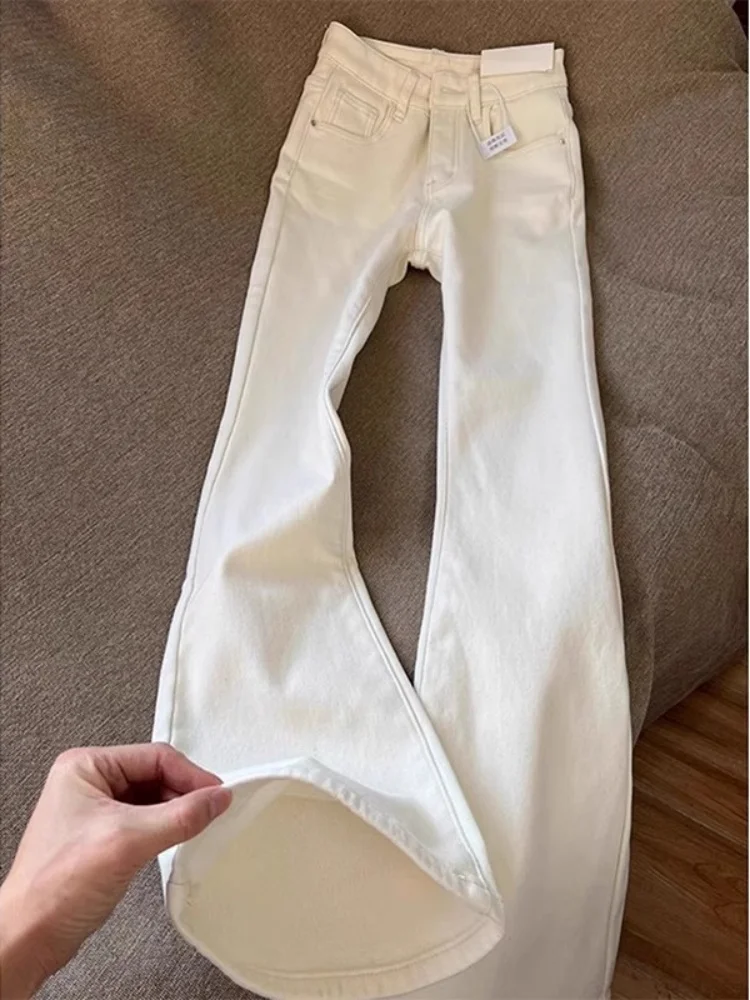 

Fce Lined Bell Bot Jeans Women's Autumn Winter plus Size Slimming Straight Leg High Waist Denim Pants Casual Wear