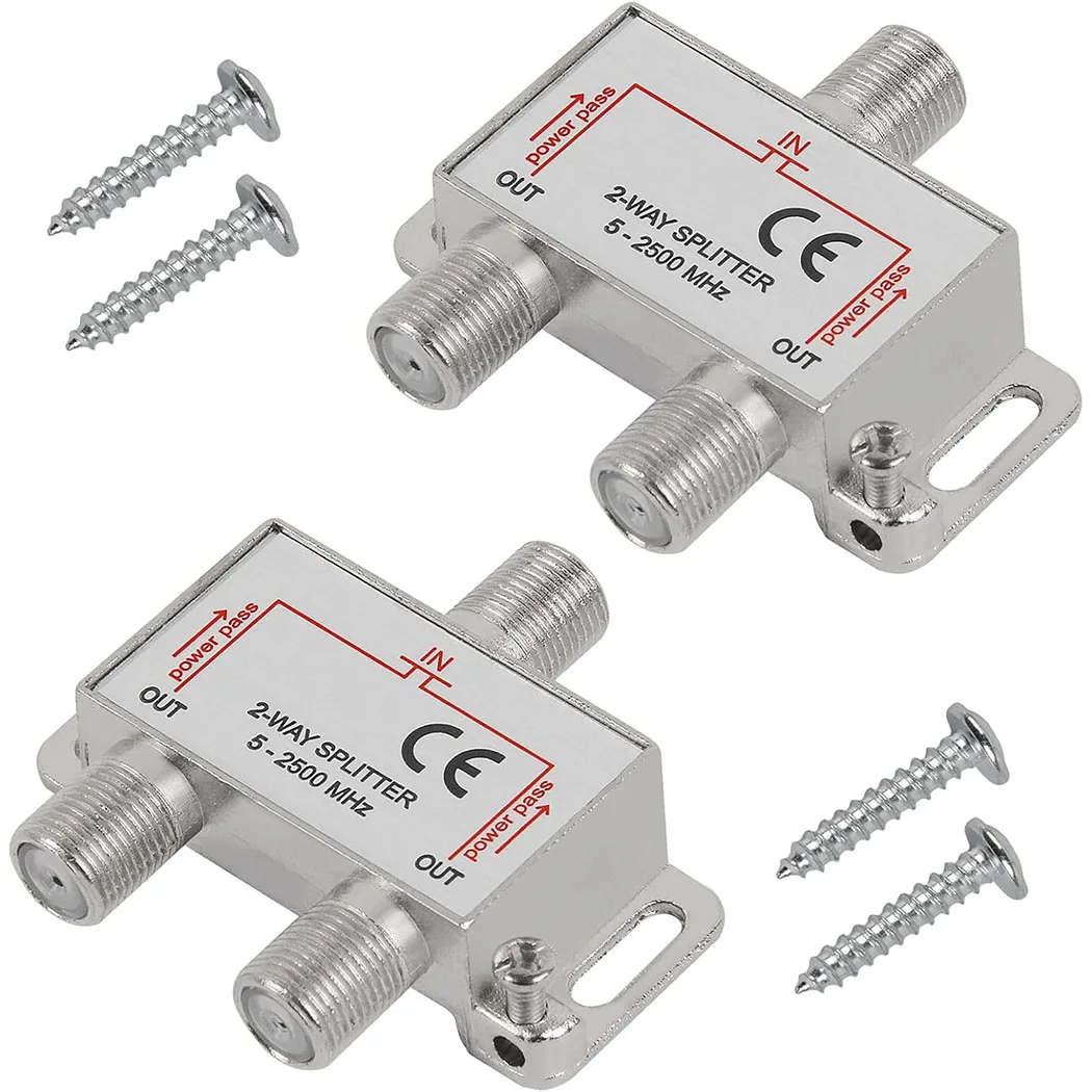 2-Way Coaxial Cable Splitter for MoCA, 5-2400MHz, RG6 Compatible for Satellite/Cable TV and Internet, CATV Antenna System