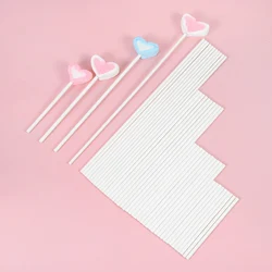 100Pcs 8/10/15/20cm White Solid Core Paper Lollipop Stick Cake Pop Sticks For Chocolate Candy Lollypop DIY Baking Accessories