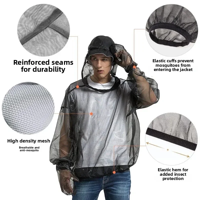 Summer mosquito-proof clothing, outdoor camping mosquito-proof jacket, wild fishing mesh clothing