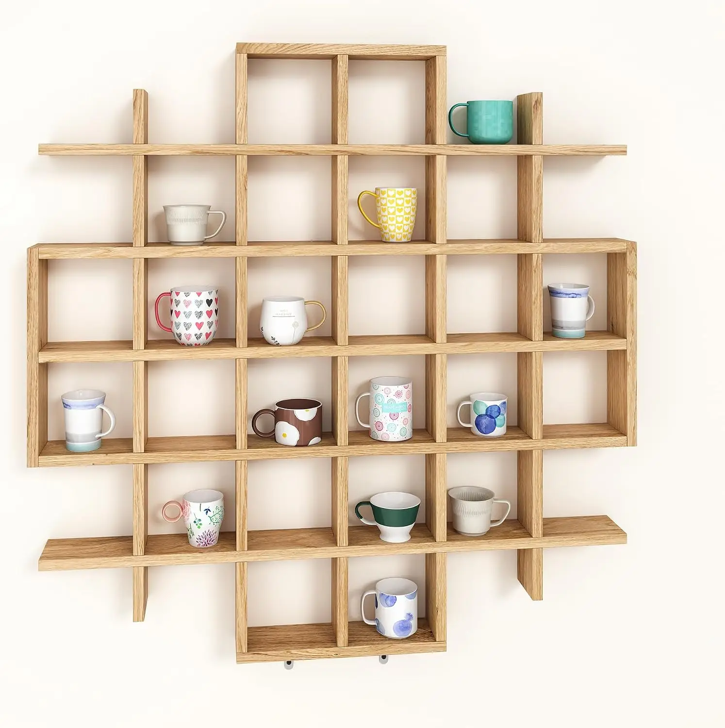 Wall-Mounted Wooden Coffee Mug Display Shelf, Mug Rack