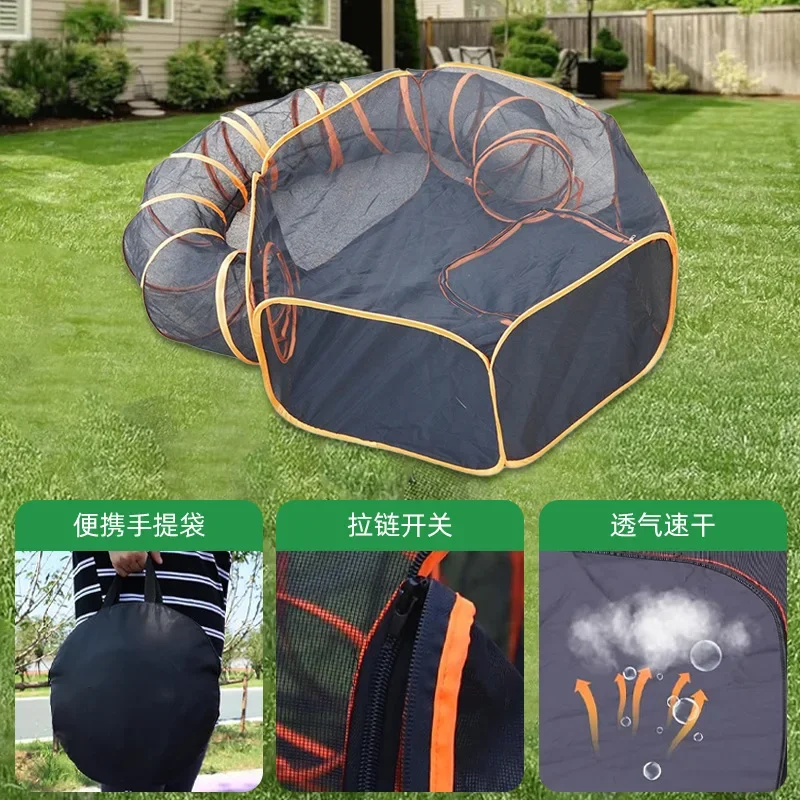 Stray Enclosed Cat Tunnel Portable Foldable Kennel Set Cat Nest Steel Wire Pet Tent Passage Spot