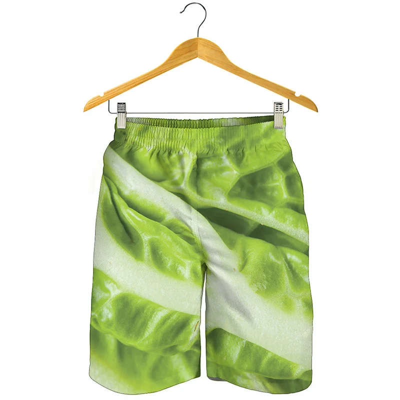 Chinese Cabbage Graphic Beach Shorts For Men 3D Printed Vegetable Leaf Oversized Surf Board Shorts Summer Quick Dry Swim Trunks