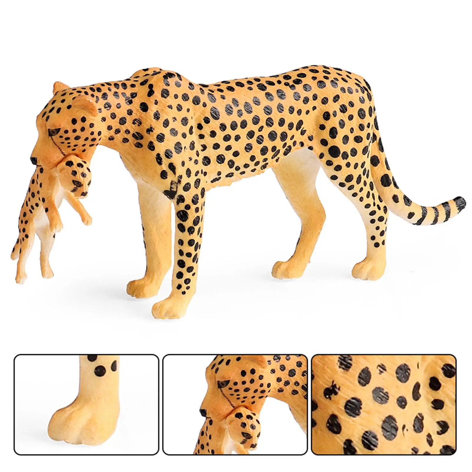 Estatuilla de juguete de leopardo, estatua de Animal de vida salvaje para pastel de juguetes educativos