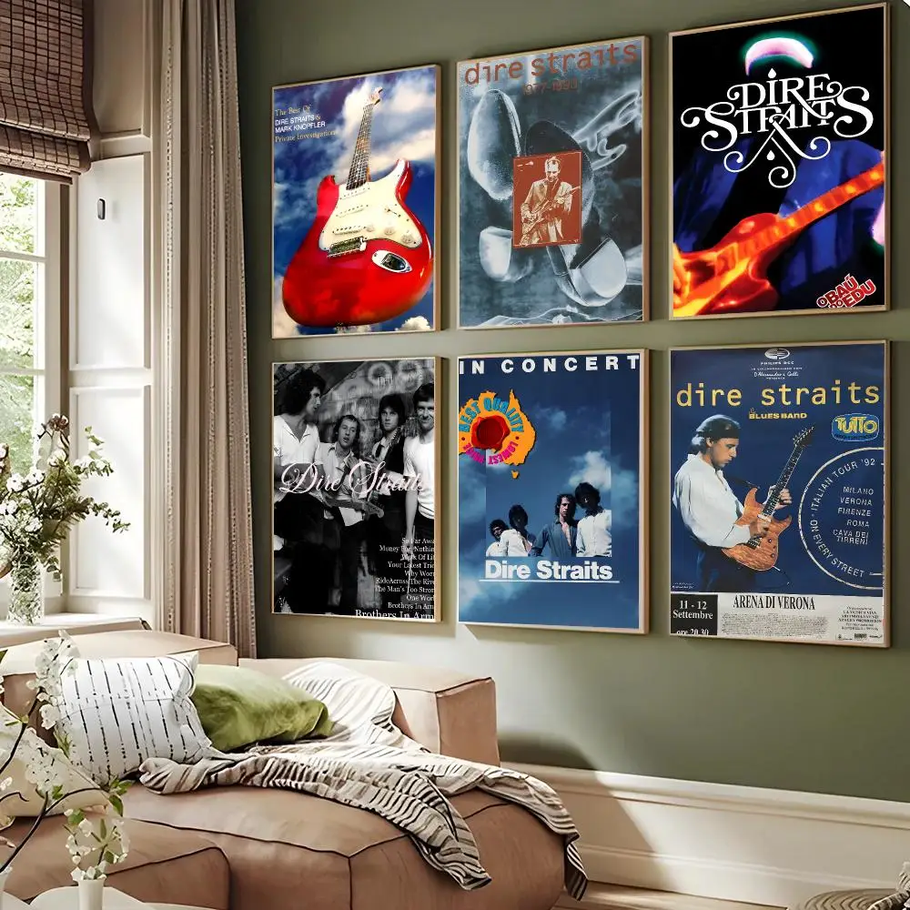 Famous D-Dire S-Straits Band Poster Waterproof Sticky Wall Art Print For Bedroom Living Room Hallway Bar Home Decor