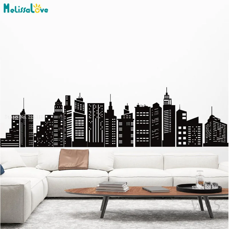 Large Superhero City Skyline Wall Decal Kids Room Beautifull Murals Skyscraper Office Home Nursery Decor YT6705