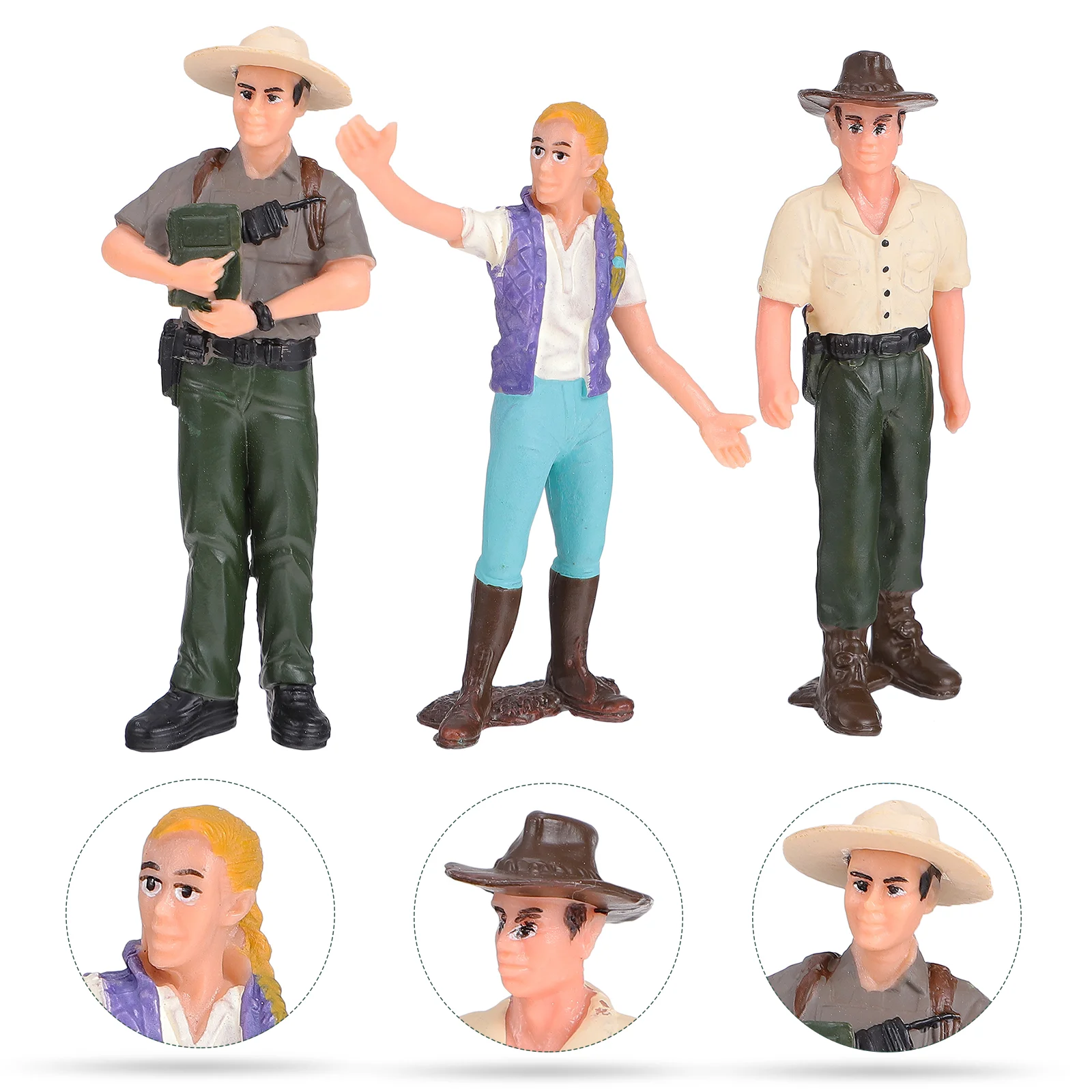 3 Pcs Farm Ornaments Worker Model Toy Figures Desktop Lifelike Figurines Simulation Pvc Micro Landscape Decoration