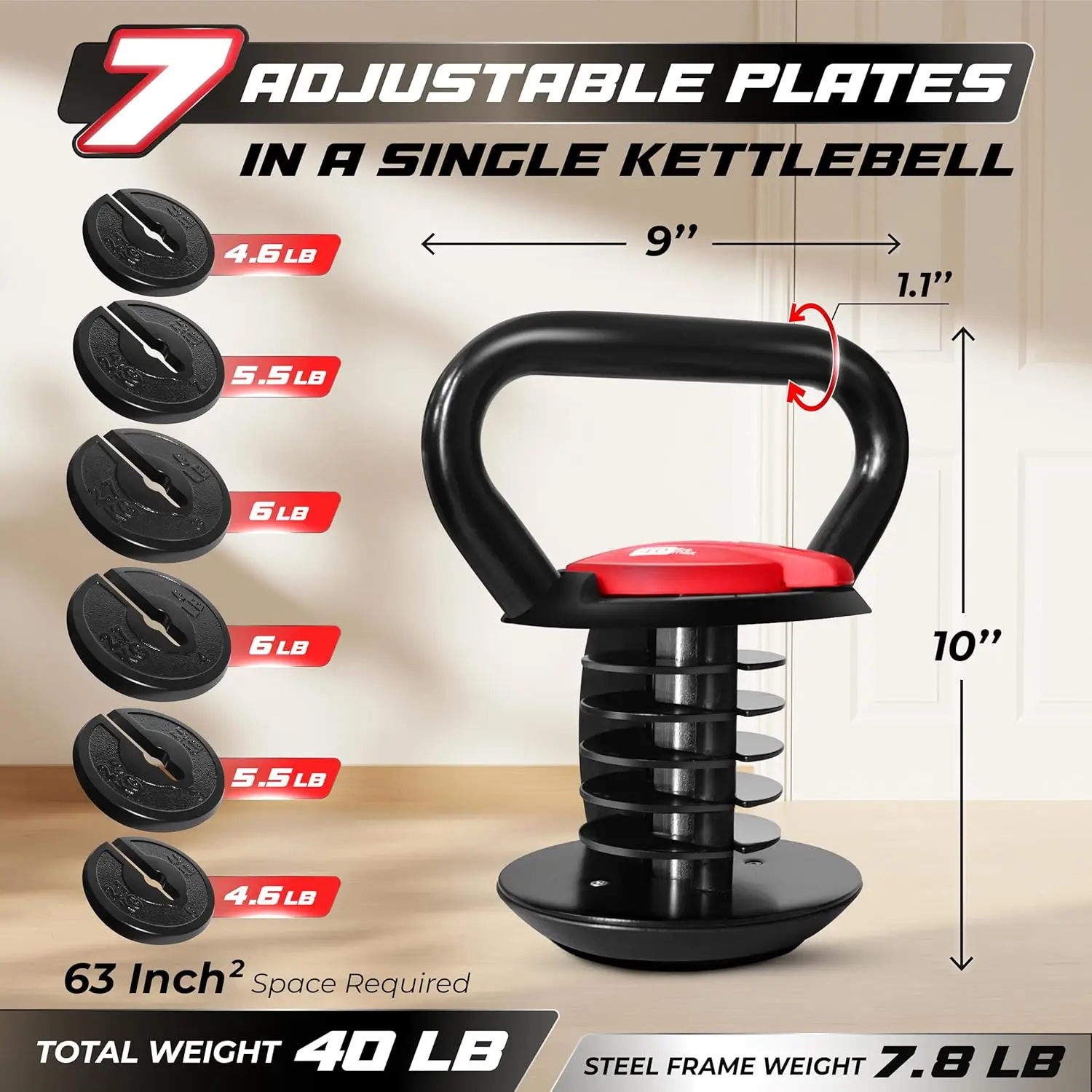 

Adjustable Kettlebell, Kettle Grip, Kettlebell Handle, Convert to Kettlebells Weight Set