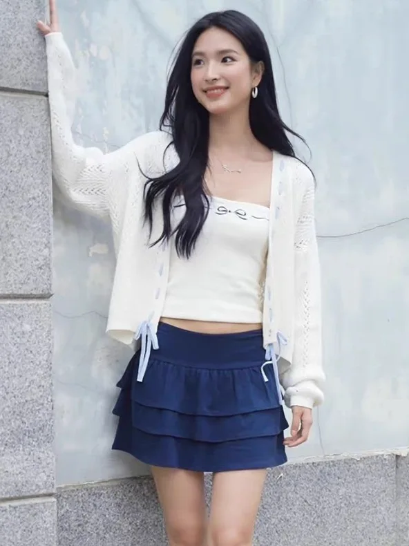 

2026 New Sweet Ballet Style Skirt Pants Cake Puffy Hot Girl Bow Wind Women's Slim Fit High Waist Other Material Shorts