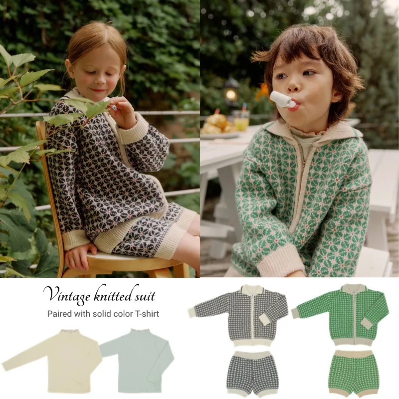 

Korean Children's Winter Cardigan Sweaters Shorts For 2024 New Autumn Child Girls Boys Knitwear Outwear Coat T Shirts Clothings