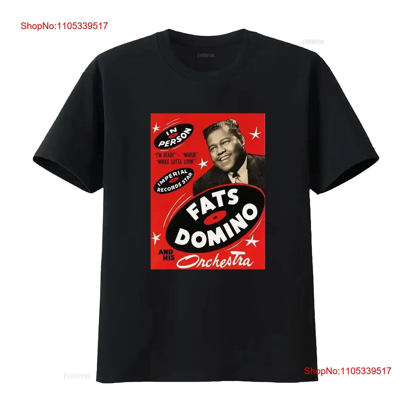 Fats Domino and his Orchestra T shirt vintage Washed Soft streetwear designer clothes Top For Everyday Wear fashion  vintage