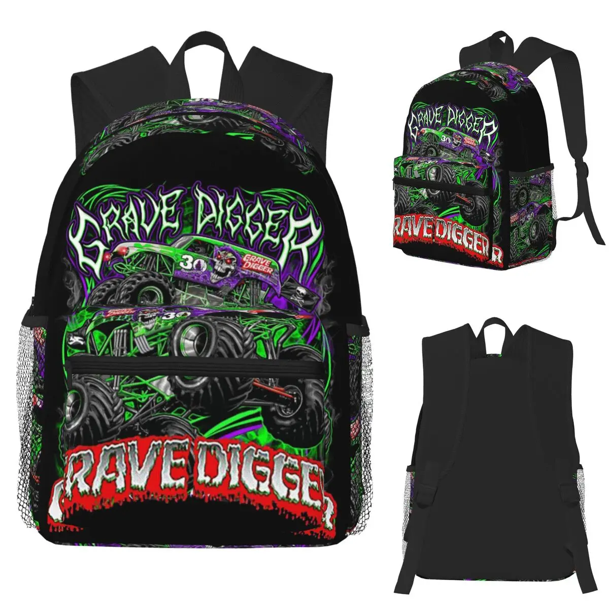 

Monster Jam Grave Digger Monster Truck Студенческий рюкзак Школьная сумка Туризм Путешествия Рюкзак для мужчин Женщины Книжная сумка Сумки на плечо