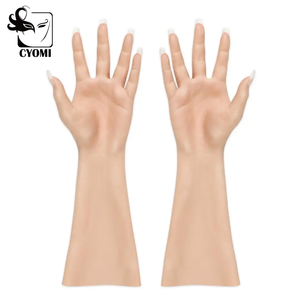 

CYOMI 40CM Realistic skin Silicone Female Gloves Artificial Skin Lady Fake Hands Cosplay For Transgender Crossdresser Drag Queen