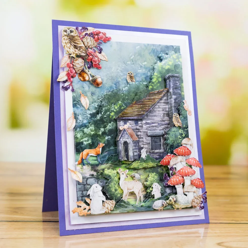 Fox Owl Deer Little Rabbit Turtle Playing in the Forest Metal Cutting Dies Scrapbook Diary Decoration Stencil Embossing Template view 2
