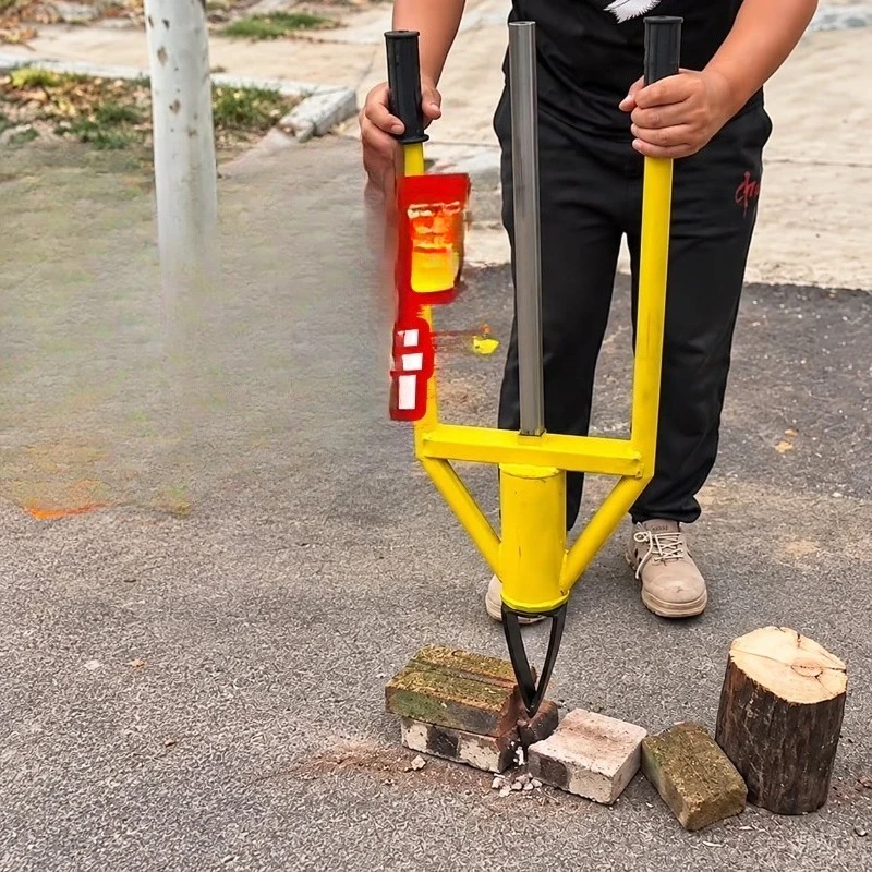 Vertical Labor-saving Manual Log Splitter, Solid Strike Wood Splitting Tool, Simple Operation Align with Wood Grain