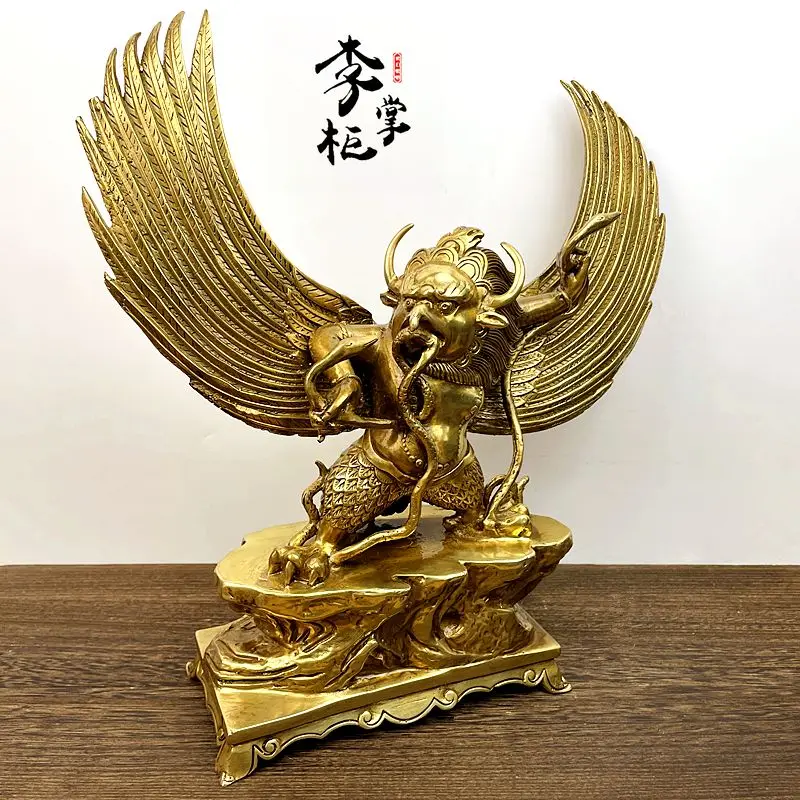 Tibetan-style Nepalese Tantra Tibetan large pure copper Dapeng golden-winged bird Buddha statue protector Garou Luoqiong bird or