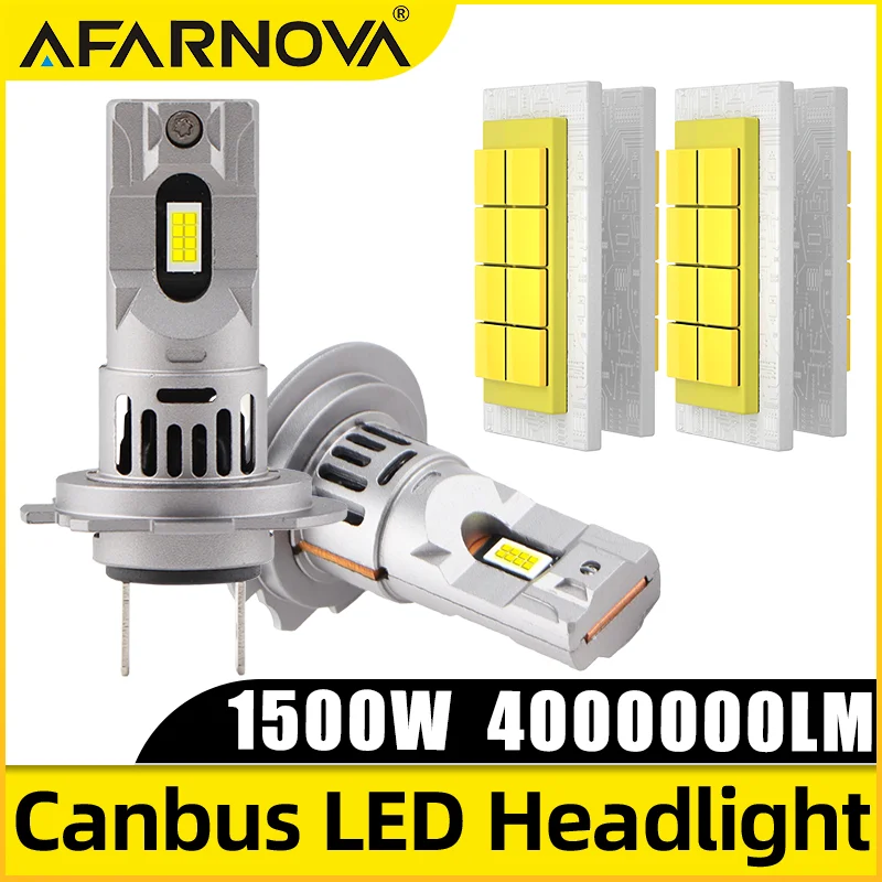 

1500W Canbus H7 LED Car Headlights 1:1 Mini Size LED Bulb 6000K 4000000LM Auto Lamp Fog Light 9035 CSP Wireless Car LED With Fan