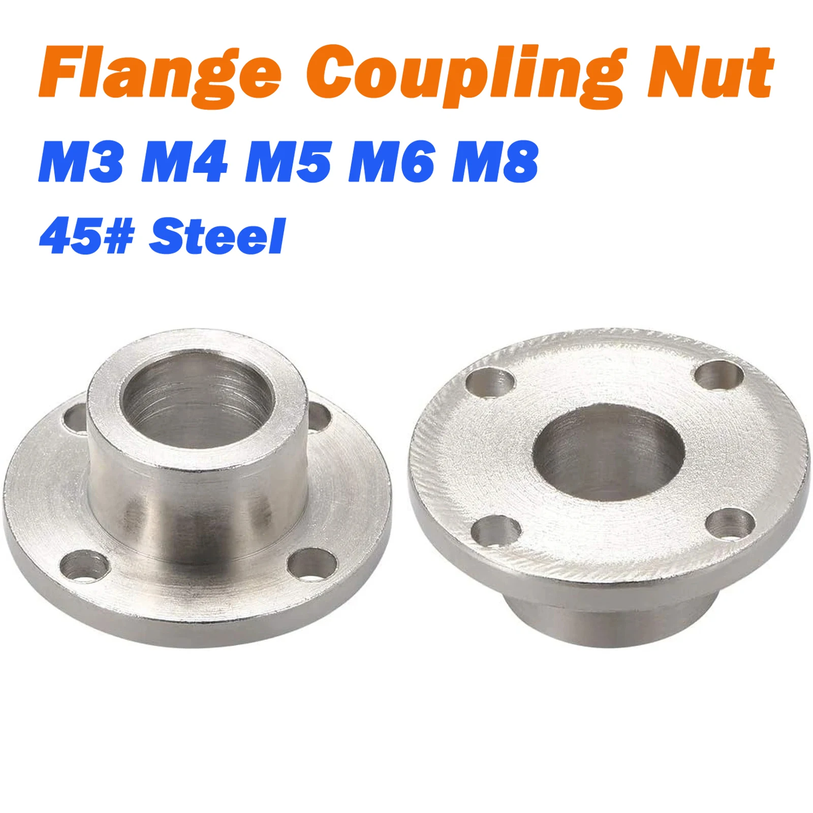 1Pcs Flange Coupling Nut M3 M4 M5 M6 M8 45# Steel Suitable for Motor Thread Shaft General Accessories