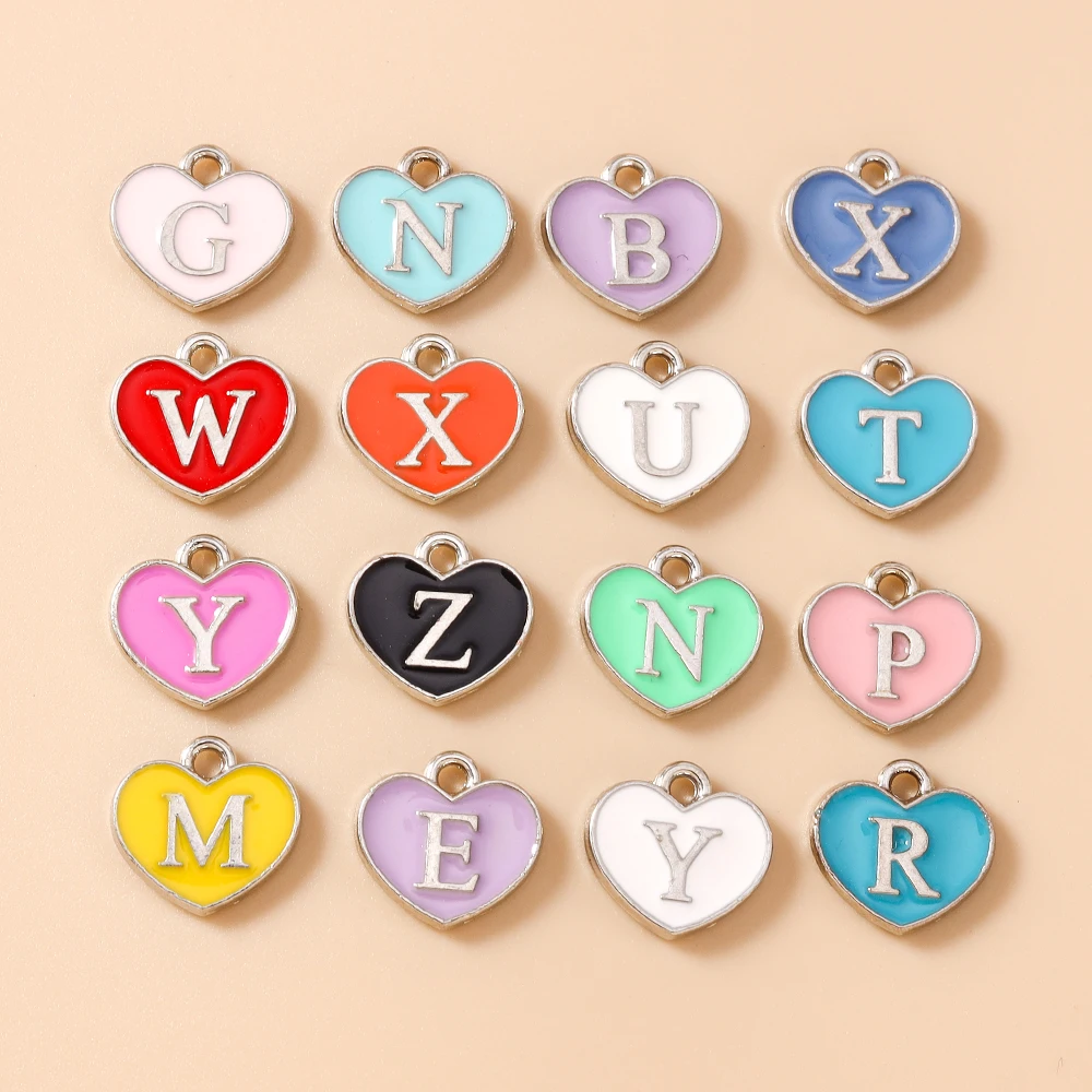 Leslie 10 Stück gemischte 12x11mm A-Z Buchstabenanhänger, emaillierte Alphabet-Anhänger, DIY-Armband-Schmuckherstellung. – Detail 7