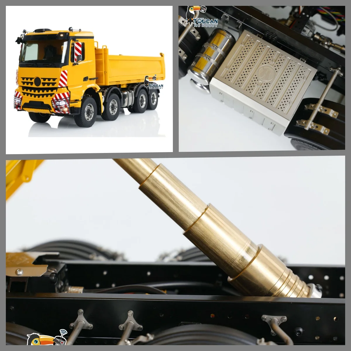 

Toy 1/14 8x8 Hydraulic RC Dump Truck Metal 3 Speed Transmission Controlled Tipper Dumper Car Finished Light Sound Model TH24200