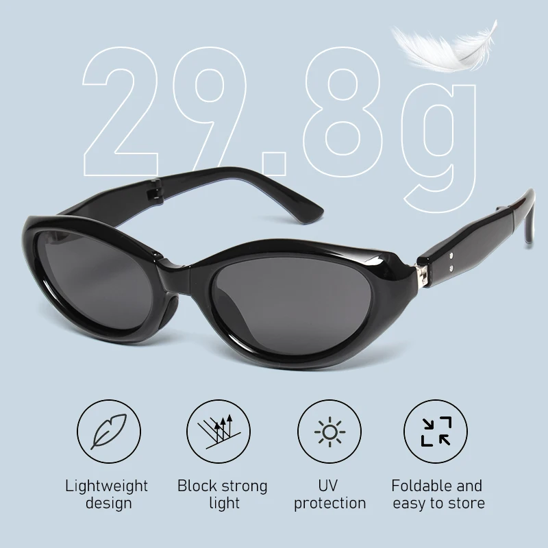 Retro Polarized Foldable Sunglasses 2026 Fashion Cat Eyes Sun Glasses with Case Ultra-Light Folding Trend Eyewear for Women