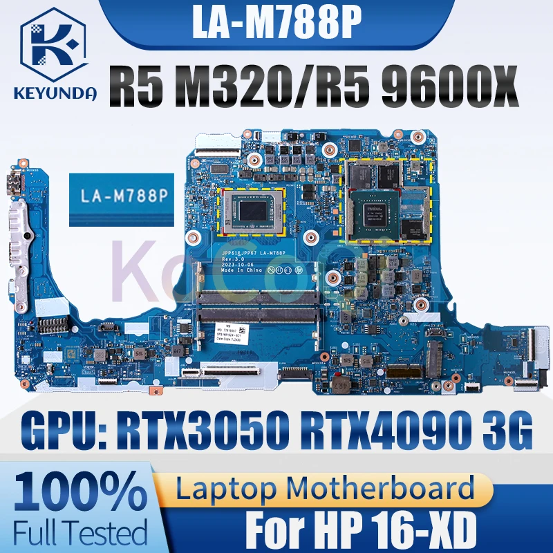 For HP 16-XD Notebook Mainboard LA-M788P R5 M320R5 9600X RTX3050 RTX4090 3G N81924-601 N48773-601 Laptop Motherboard Test