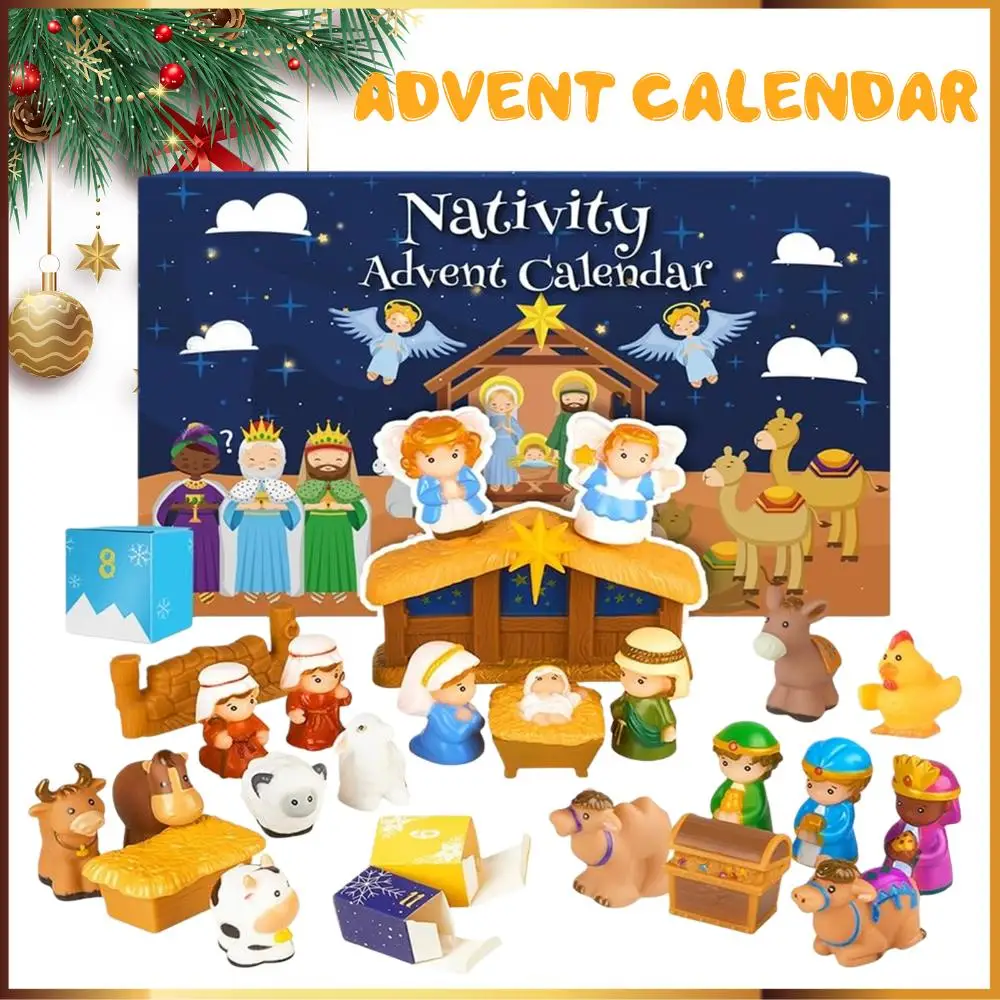 

Рождественский календарь обратного отсчета, Рождественский набор рождественских сцен, Рождественский адвент-календарь, религиозные подарки для детей, мальчиков и девочек