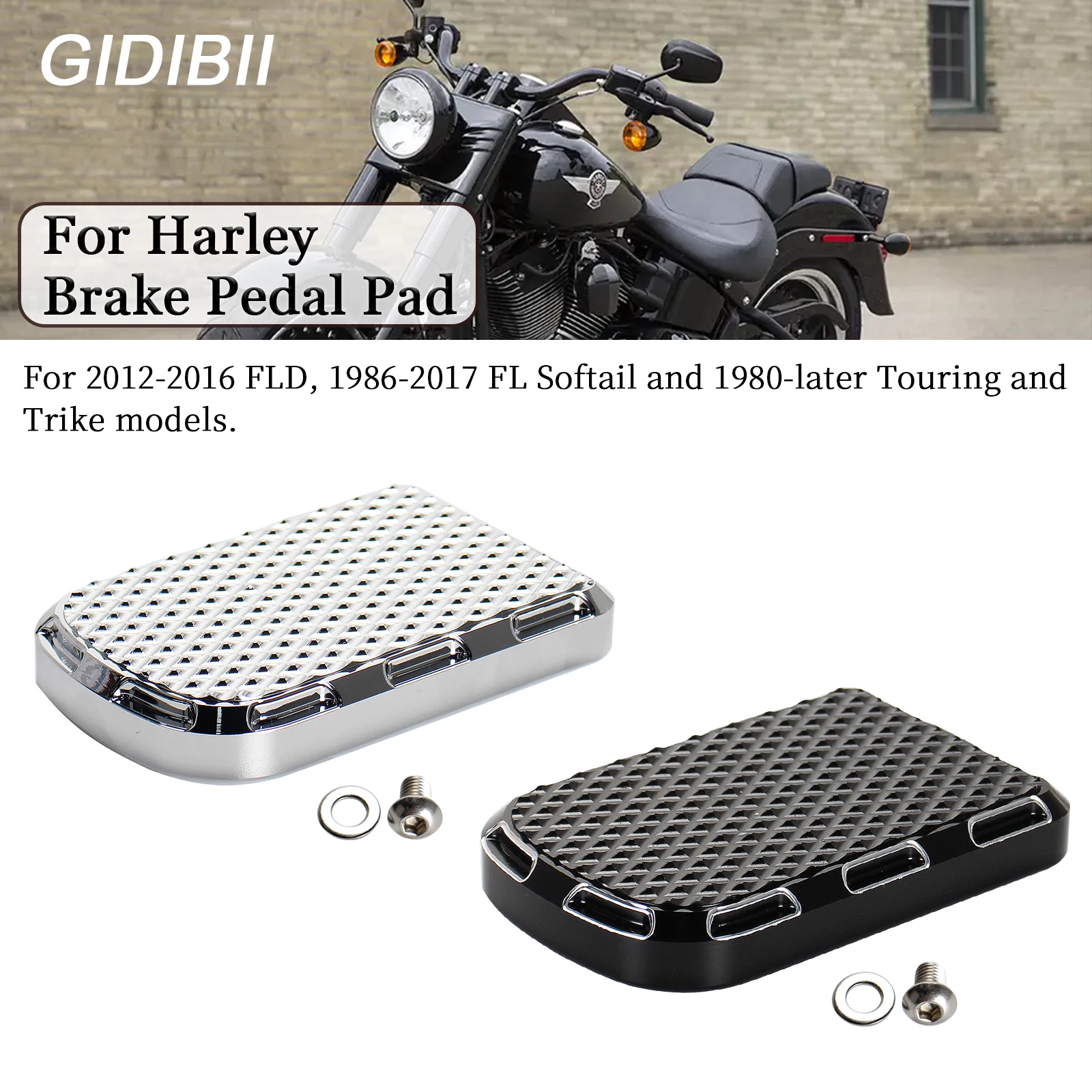 

Large Foot Brake Lever Pedal Pad Black For Harley 1986-2017 FL Softail/2012-2016 Dyna Switchback /1980-2023 Touring Trike Models