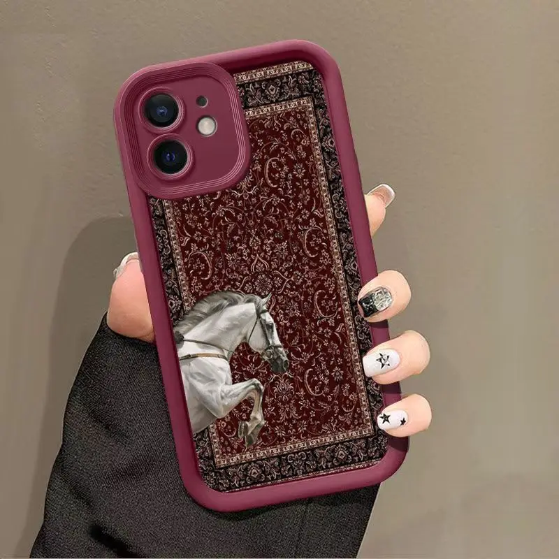 

Silicone Case for Samsung Galaxy S25 S24 S23 S22 S21 Ultra FE Plus A55 A35 A54 Camera Protection for Male Female Red Pony Leopar