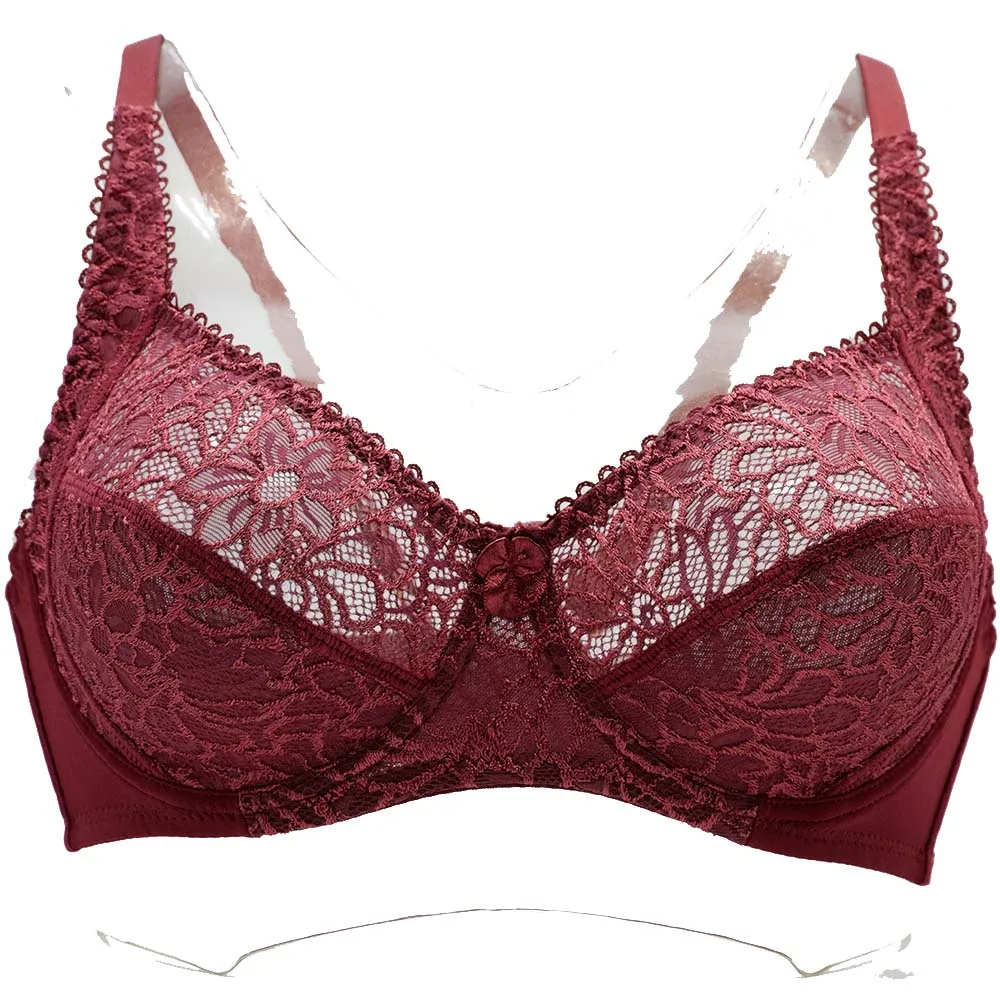 Plus Size Womens Lace Bra Lager Bosom See through Bralette Underwired Sexy Lingerie 34 36 38 40 42 44 B C D DD E F Cup