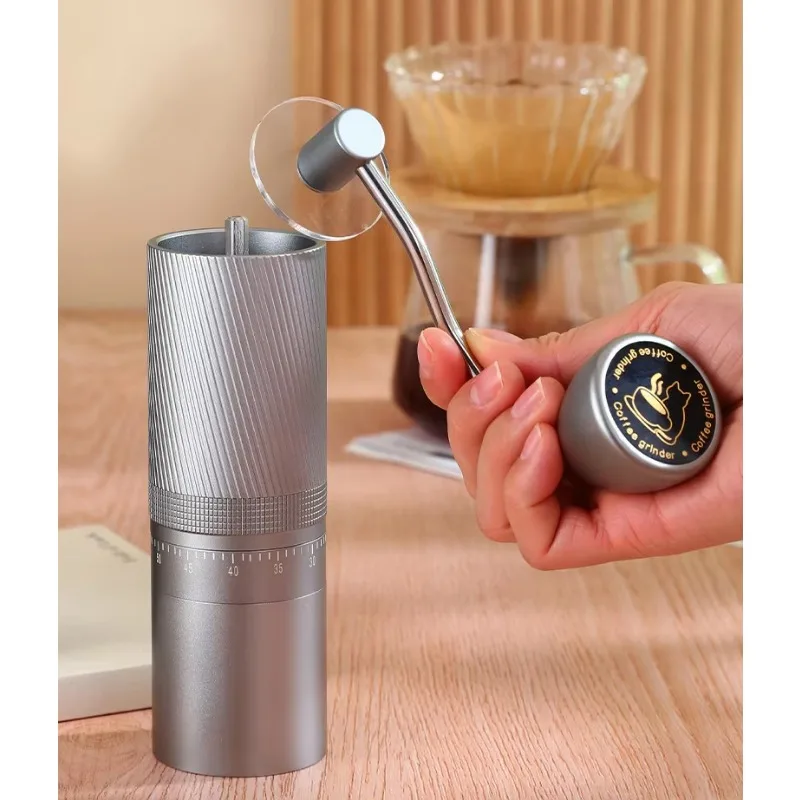 

Manual Conical Burr Coffee Grinder External Adjustment Stainless Steel Housing 70g Capacity Lightweight Compact Design Durable
