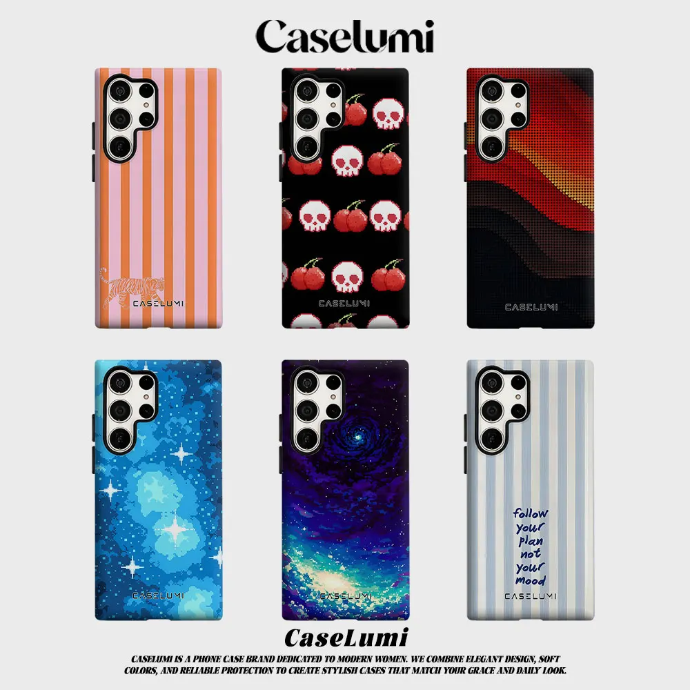 Pink-orange striped tiger For Samsung Galaxy Phone Case S23 S20 S25 FE S24 Plus S26 Ultra 2-IN-1 Shockproof Bumper Hard PC