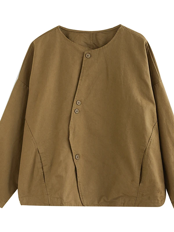 2025년 신상 여성용 루즈핏 롱 슬리브 순면 웨이드 컬러 아우터웨어 버튼업 가디건 캐주얼 슬레 앤 피...