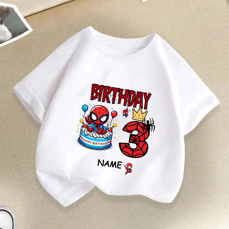 كارتون سبايدرمان عيد ميلاد الاطفال تي شيرت مخصص اسم تي شيرت للطفل تي شيرت الأولاد حفلة التي شيرت فتاة بلايز Diy بها بنفسك اسمك الملابس #3