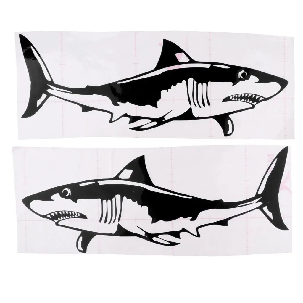 Shark Sticker Set PVC Universal Kayak Decal Boat Part for Canoe Fishing Dinghy Window Car Bumper