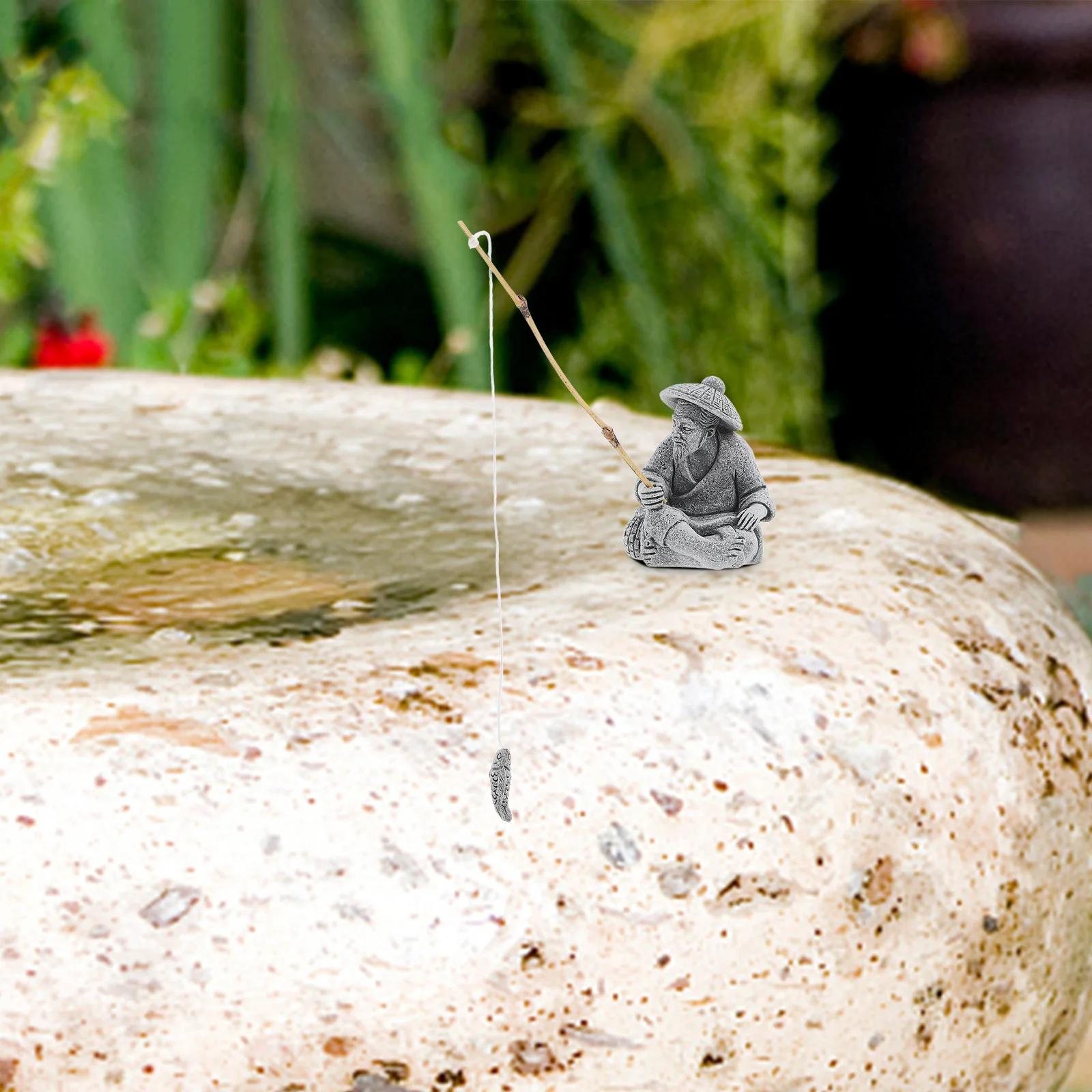 يجلس صياد الزينة الحجر الرملي الحرفية حديقة بونساي حوض السمك ديكور طول العمر الحكمة صياد تمثال الحجر الرملي #6