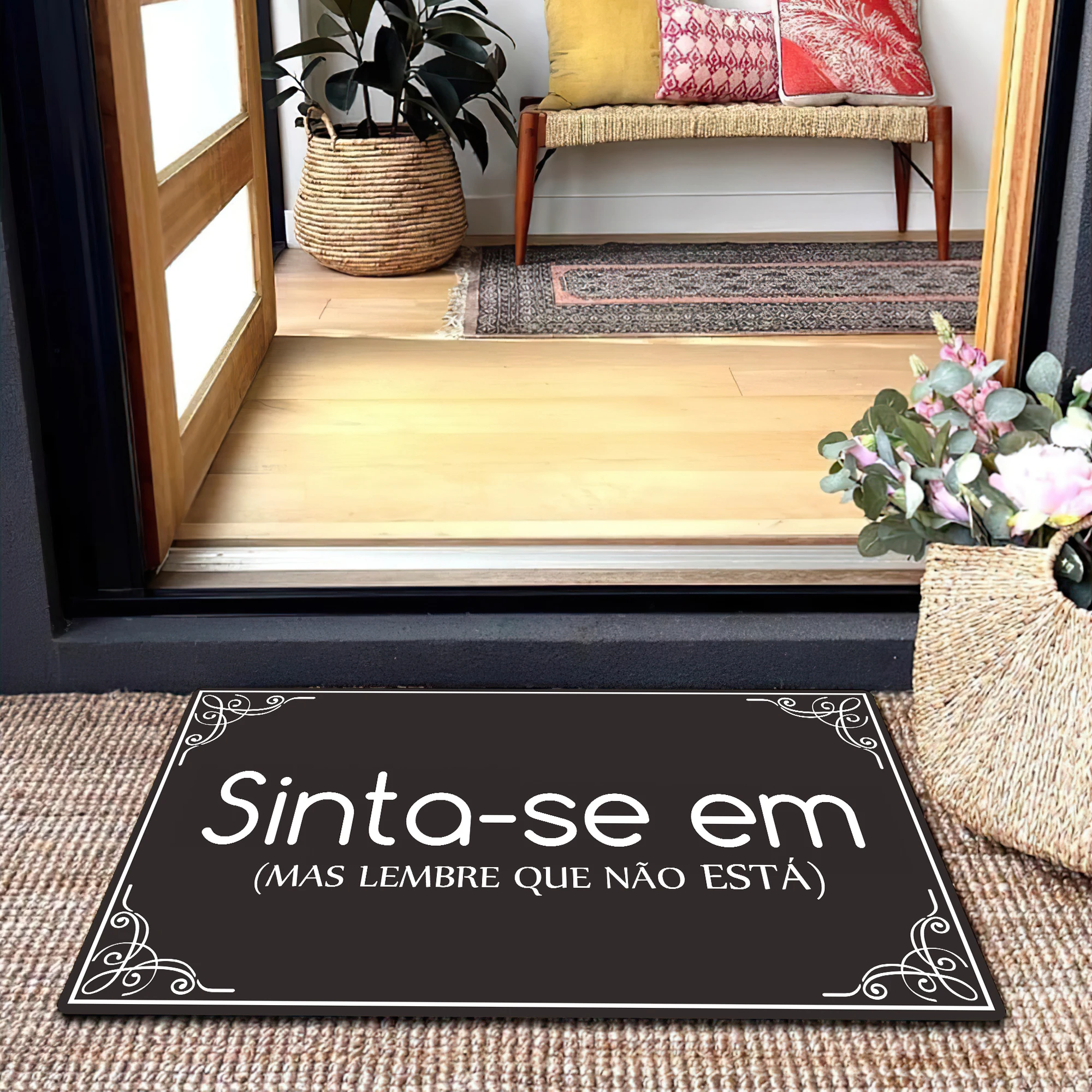 Funny Portuguese Slogan Doormat Sinta-se em Mas Lembre Que Não Está Rubber Back Anti Slip Front Entrance Welcome Floor Mat Rug