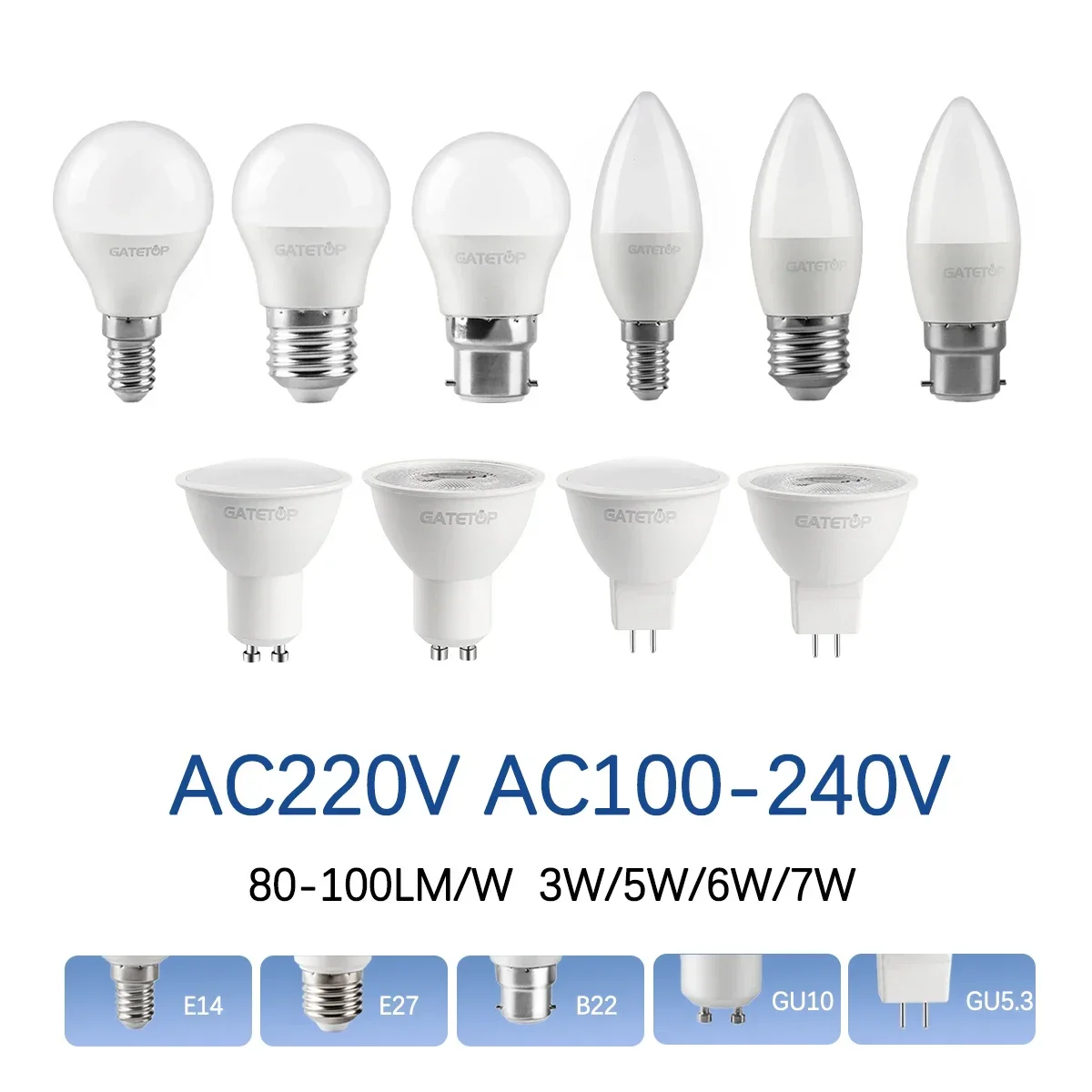 

20pcs LED Bulb Lamps Spotligt GU10 E27 E14 B22 Base AC220V AC110V 3W 4000K Light Bulb Real Power Lampada Living Room Home