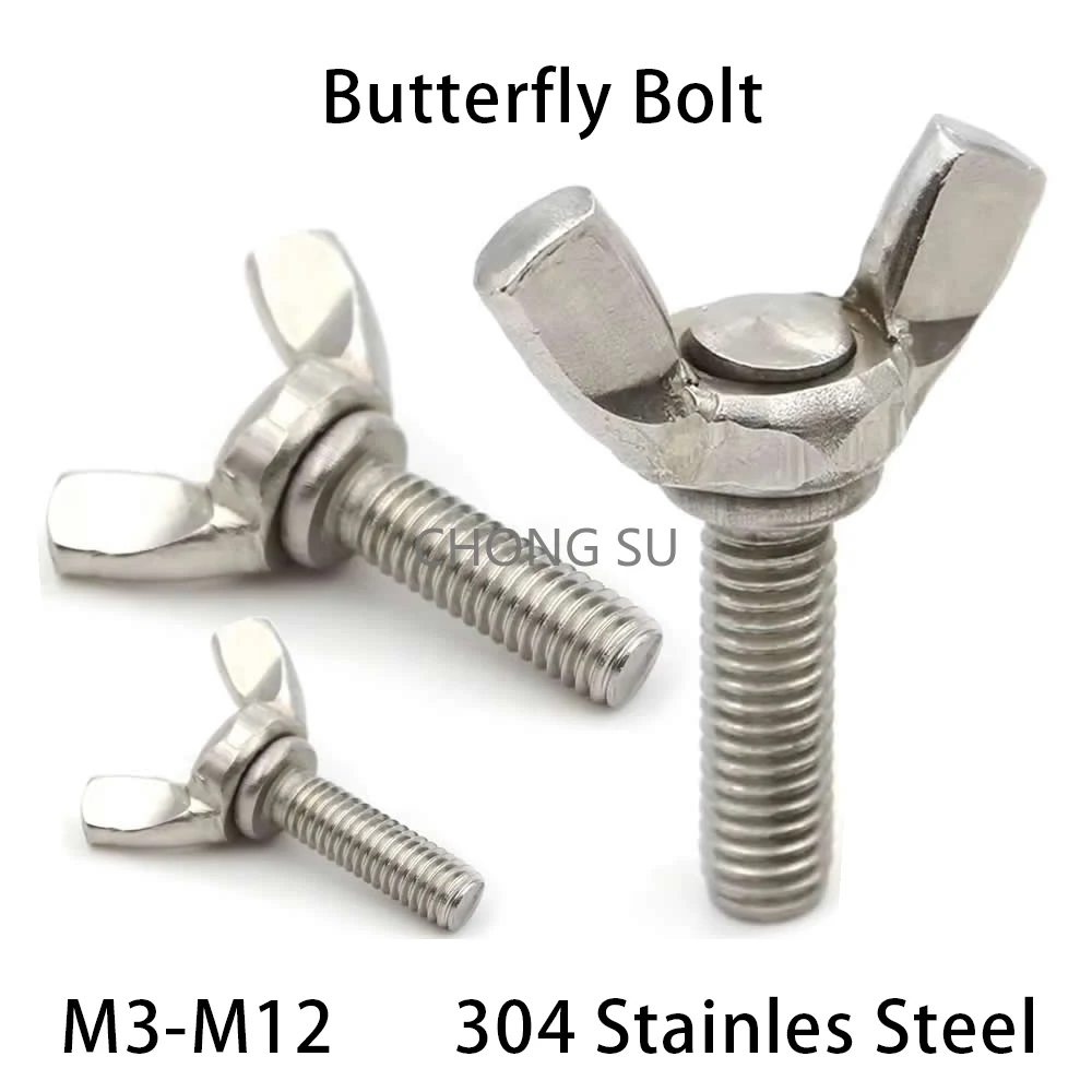 

1/ 2/ 5pcs M3 M4 M5 M6 M8 M10 M12 A2-70 304 Stainless Steel Wing Screw Hand-Tightened Butterfly Thumb Butterfly Screws Bolts