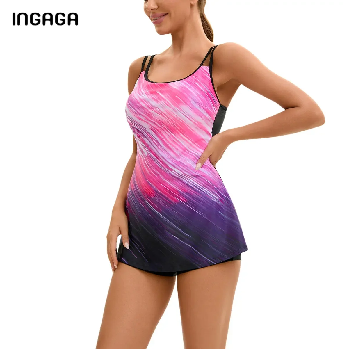 إمرأة 2025 Tankini المايوه البطن التحكم فلوي ملابس السباحة قطعتين لباس سباحة السباحة تانك القمم مع بويشورت