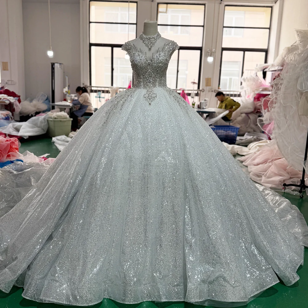 Robe De Mariee Wedding Ball Gown Dress Cap Sleeve Sweetheart Lace Up Back Customized Wedding Dress