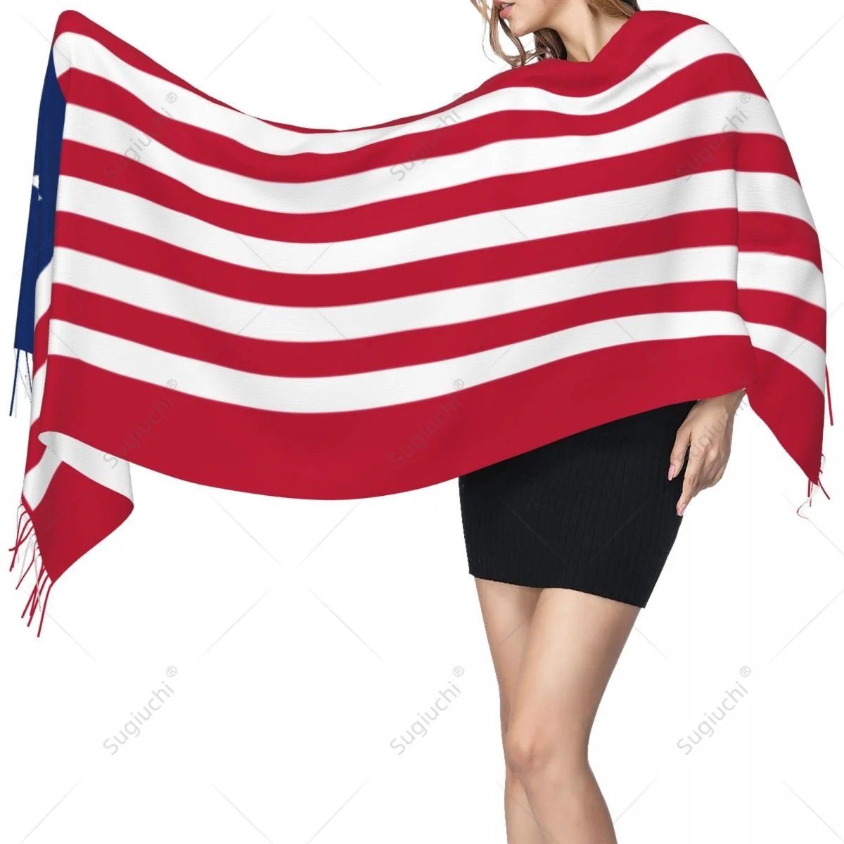 Liberia Flag Scarf Pashmina Warm Scarves Shawl Wrap Hijab Spring Winter Multifunction Unisex