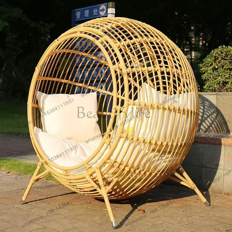 Lazy Rattan Chair Balcony Cradle Bedroom Home Round Homestay Rattan Adult Hanging Swing Chair Recliner