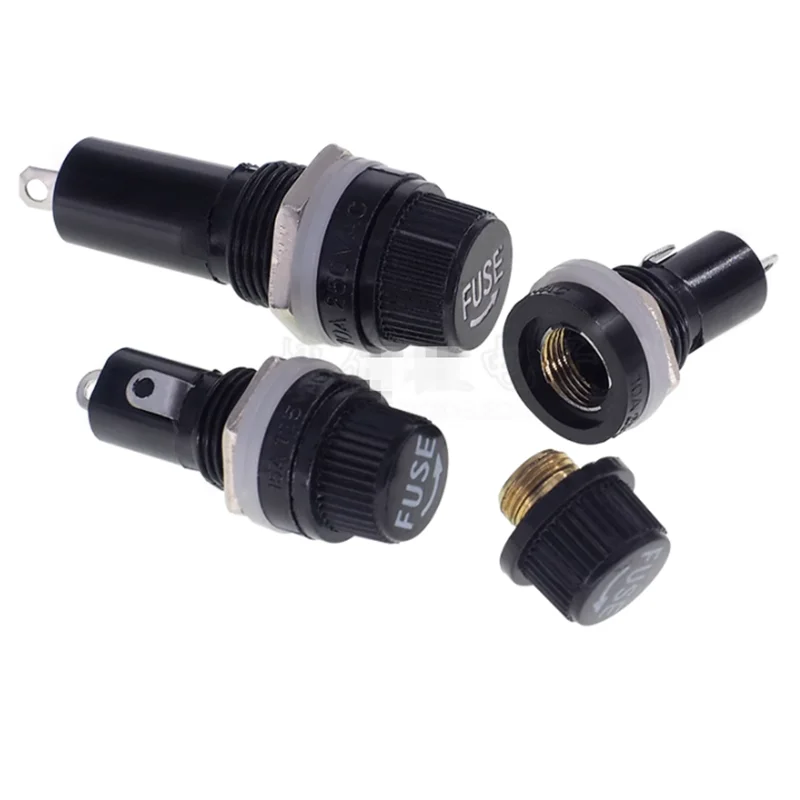 10 pz/set Durevole Portafusibili Montaggio A Pannello Tappo A Vite Portafusibili Custodia per Fusibili Tubo di Vetro 5x20/6X30mm