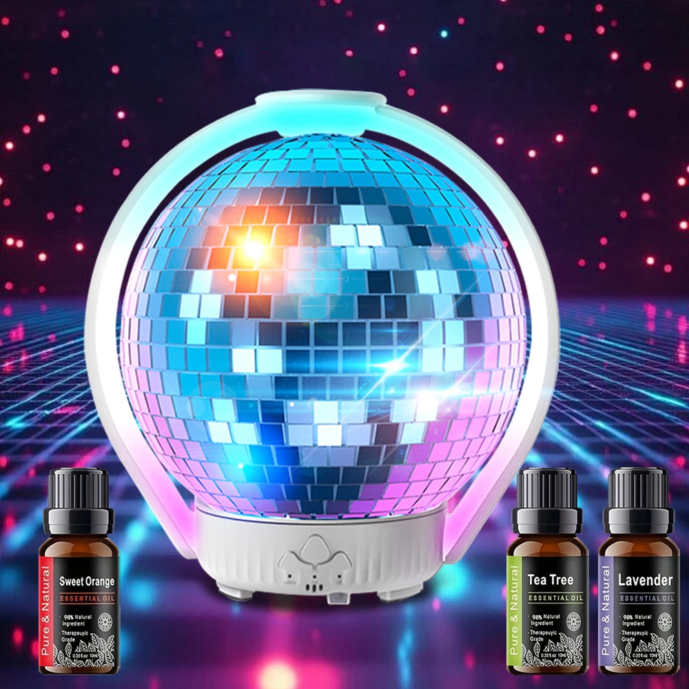 

Bedroom Essential Silent Laser Ball Humidifier With Aromatherapy Function 7 LED Colors For Home Office