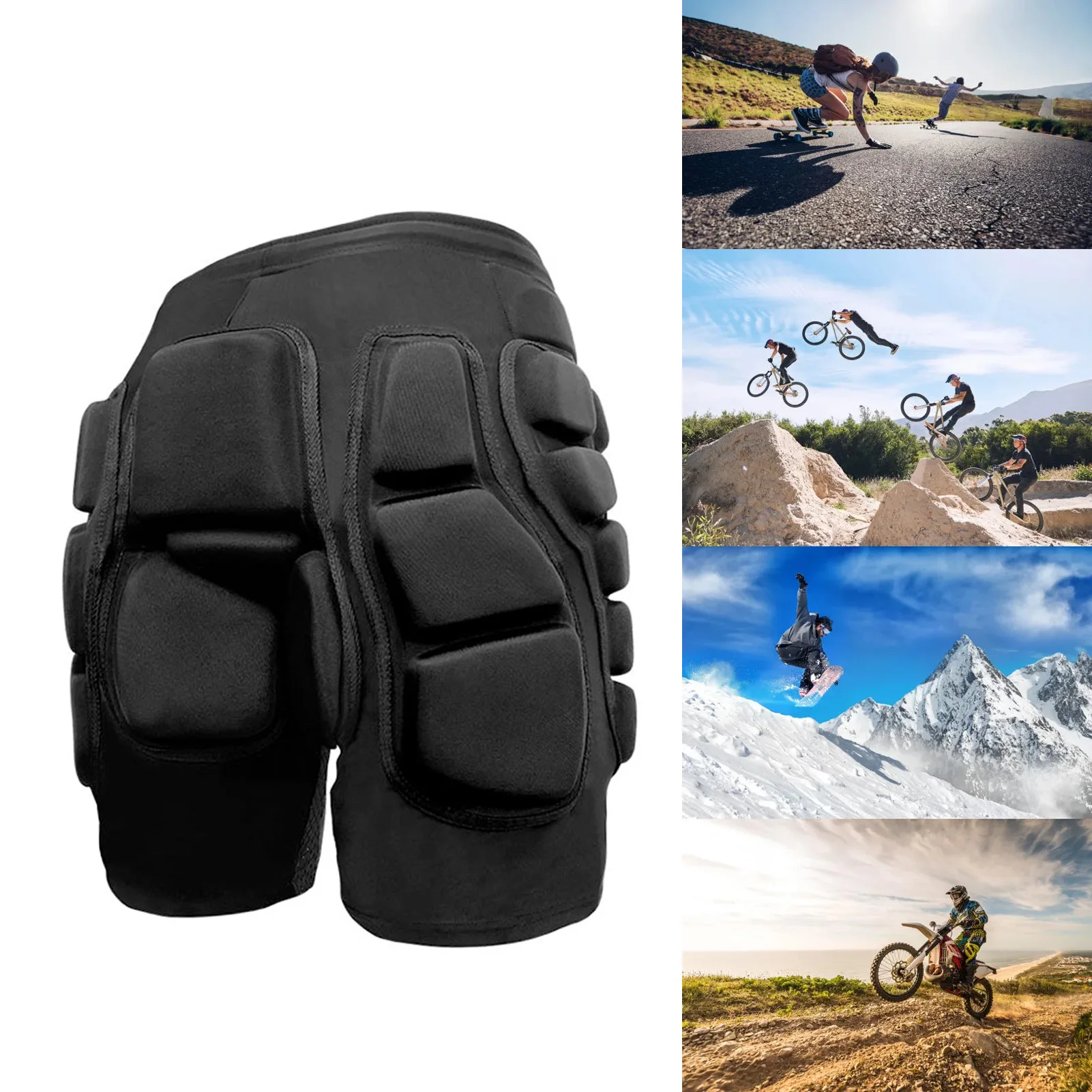 الورك الحرس السراويل 3D مبطن السراويل الواقية تنفس سميكة وسادة الورك بعقب واقية والعتاد السراويل القصيرة للتزلج التزلج #1